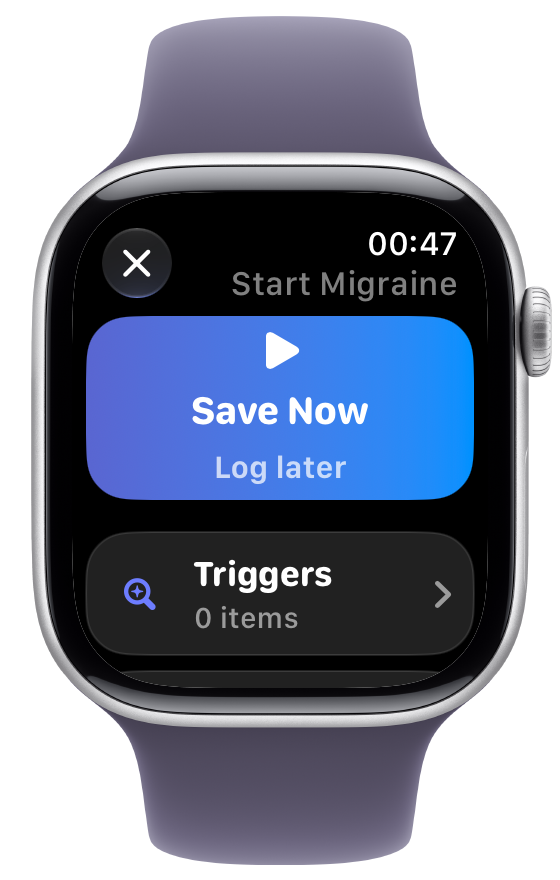 Start a migraine from Apple Watch