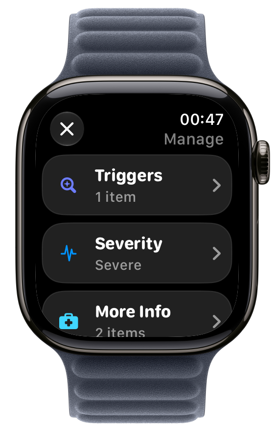 Update migraine details from Apple Watch